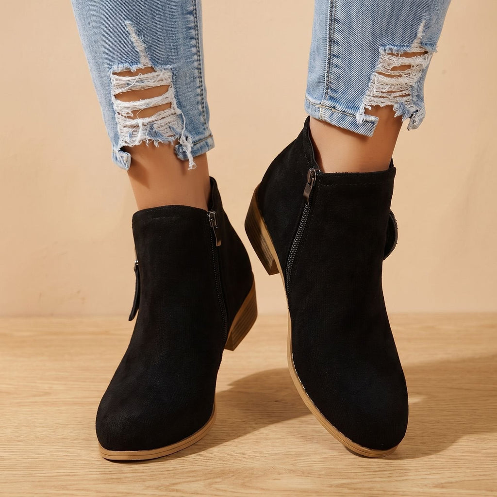 Women's Arch-Contoured Faux Suede Booties with Roomy Toe Box