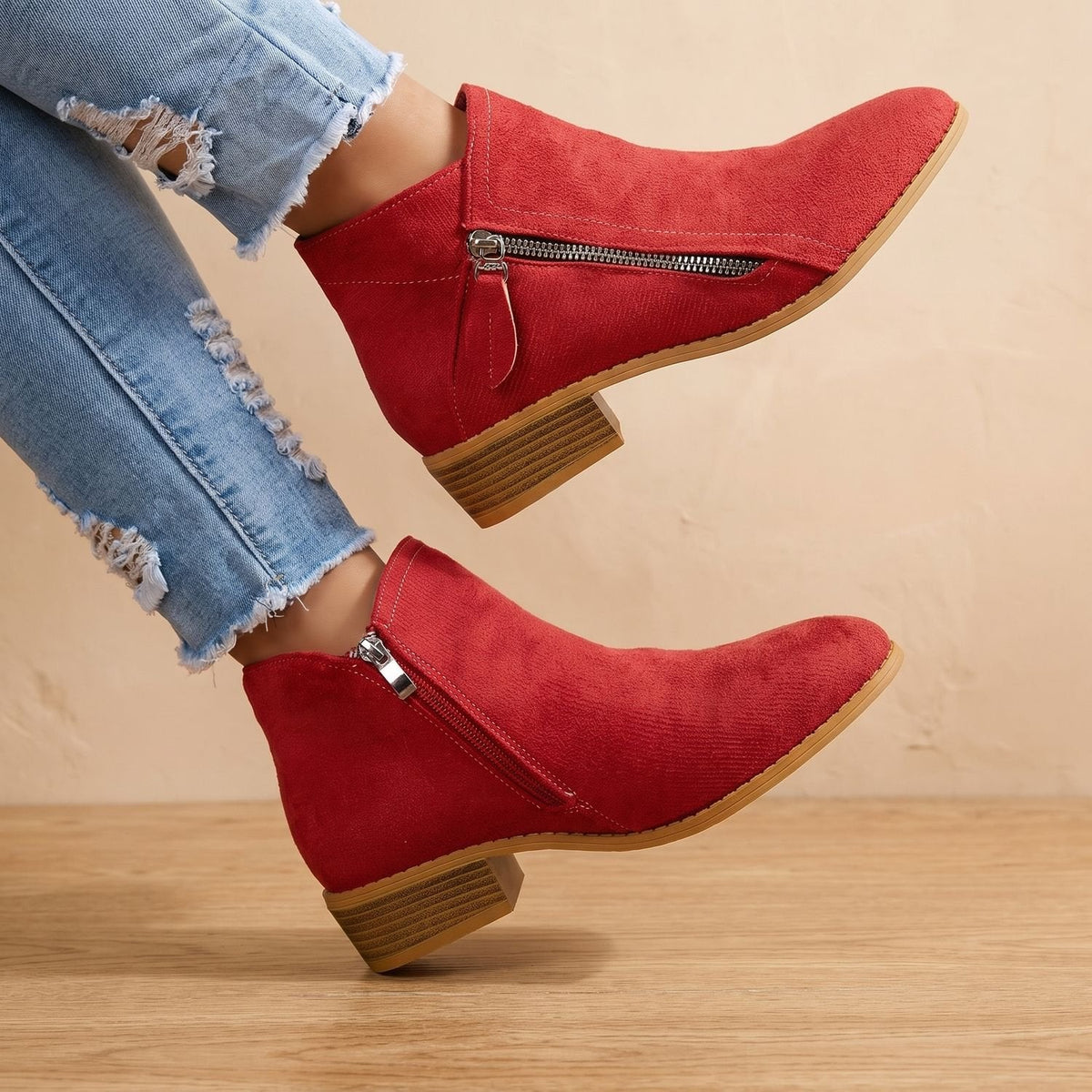 Women's Arch-Contoured Faux Suede Booties with Roomy Toe Box