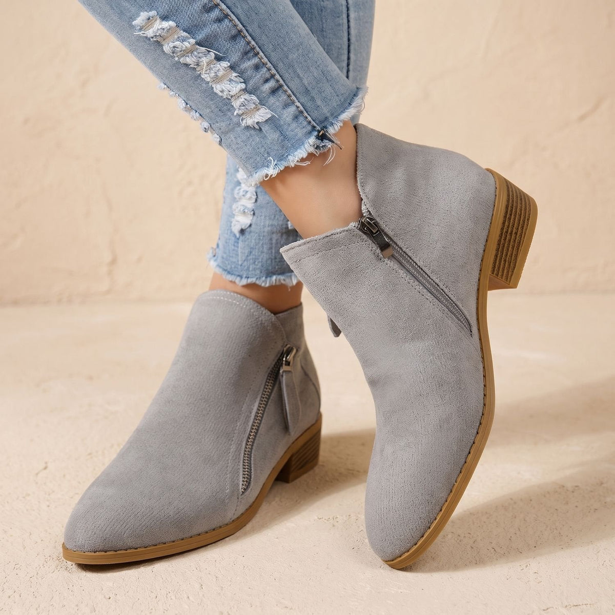 Women's Arch-Contoured Faux Suede Booties with Roomy Toe Box