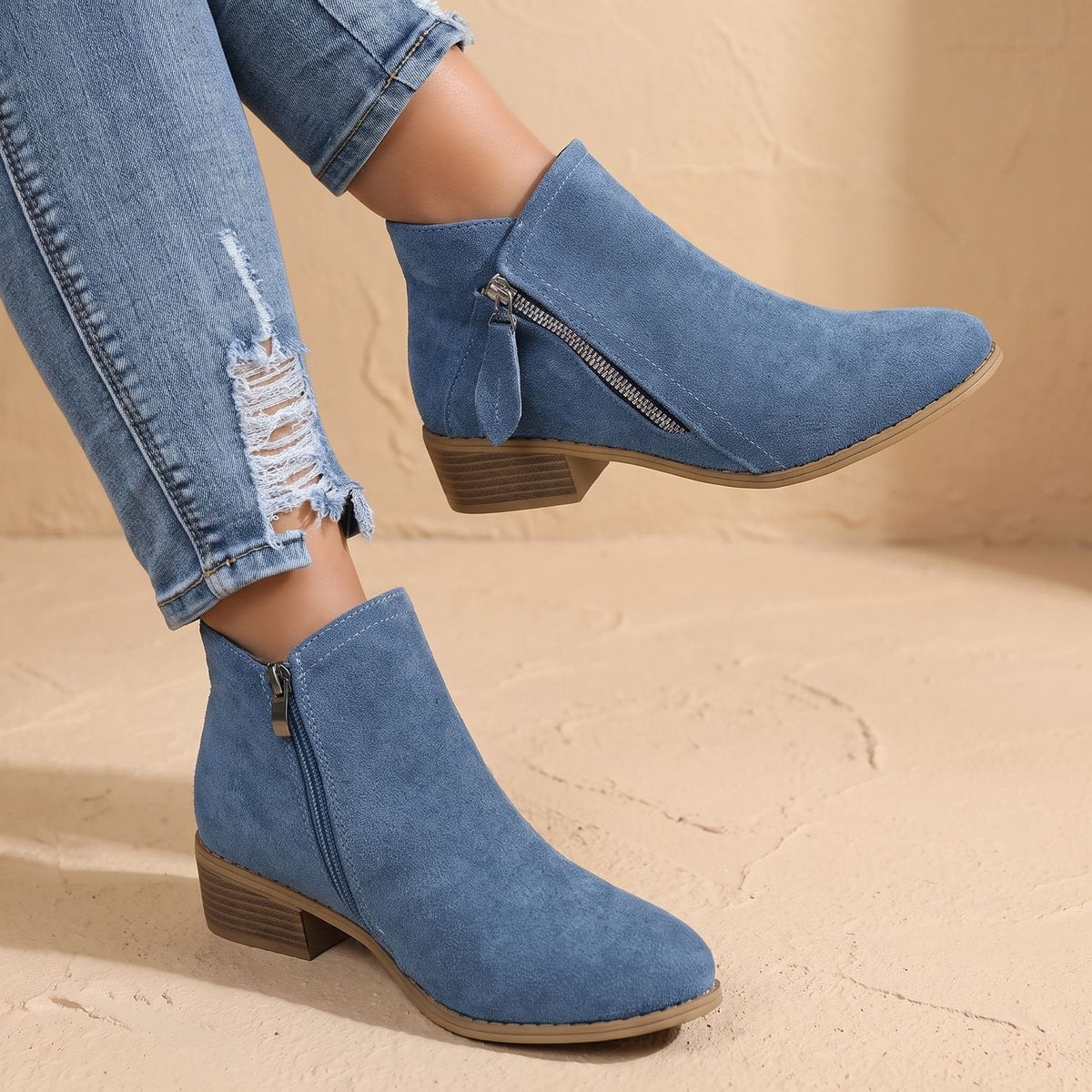 Women's Arch-Contoured Faux Suede Booties with Roomy Toe Box
