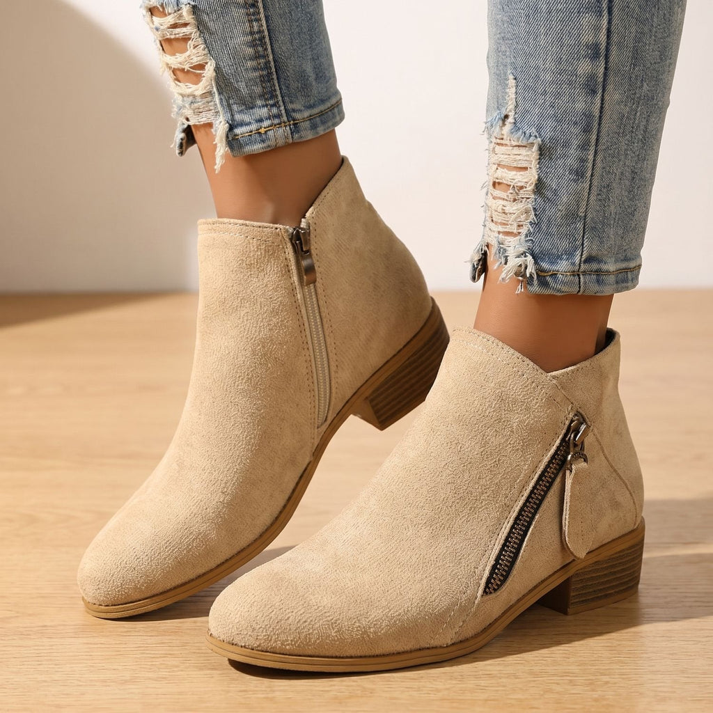 Women's Arch-Contoured Faux Suede Booties with Roomy Toe Box
