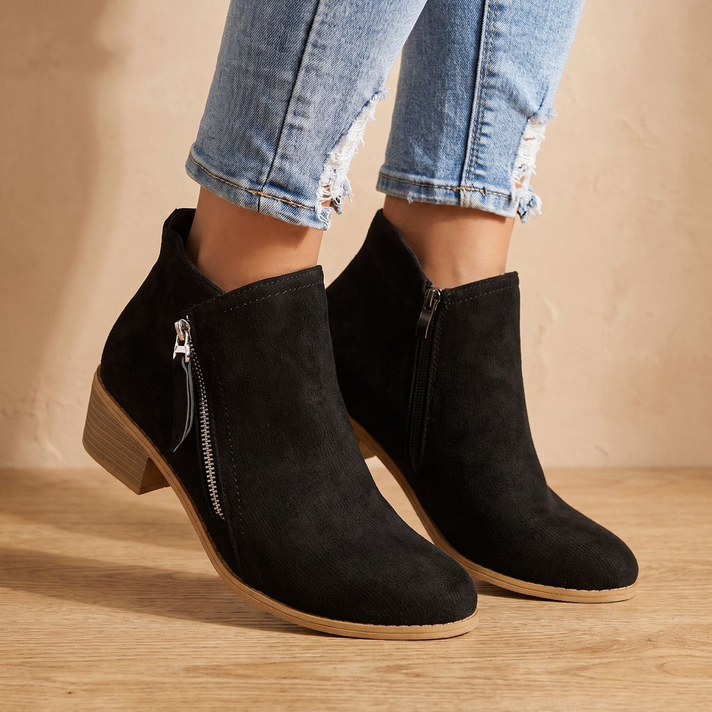 Women's Arch-Contoured Faux Suede Booties with Roomy Toe Box