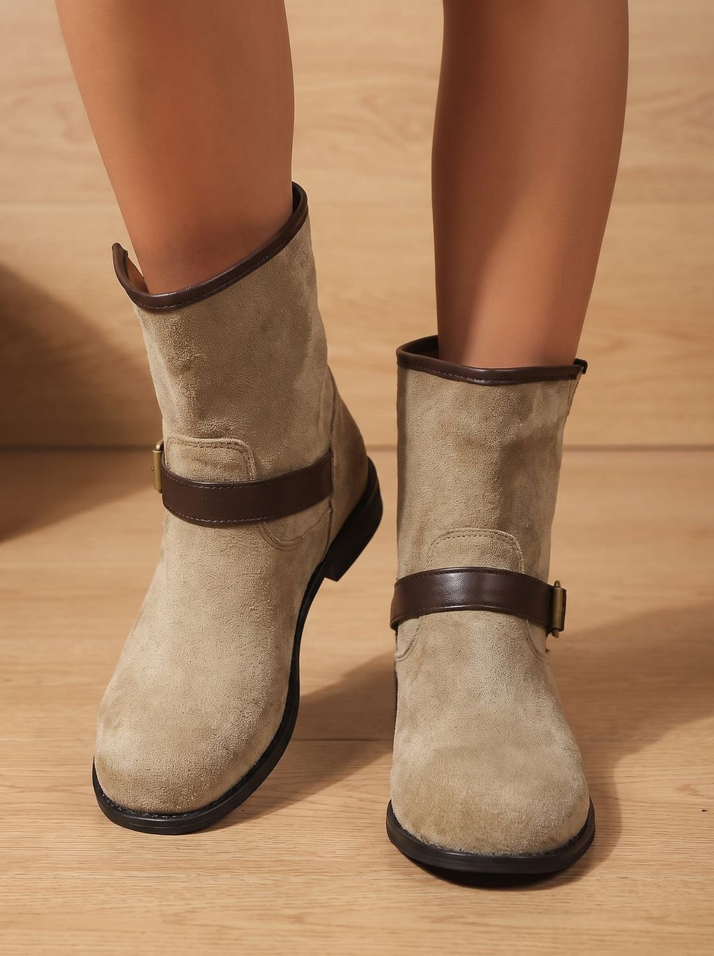 Women's Suede Western Slip-On Booties with Cushioned Insole