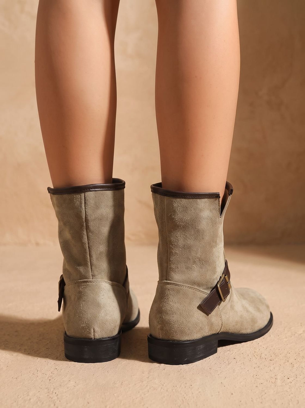Women's Suede Western Slip-On Booties with Cushioned Insole