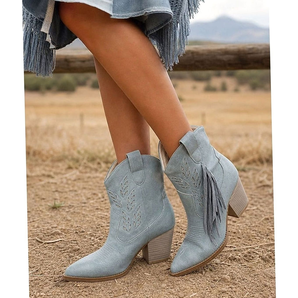 Women's Tassel-Trim Pointed-Toe Western Booties
