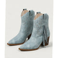 Women's Tassel-Trim Pointed-Toe Western Booties - Blue