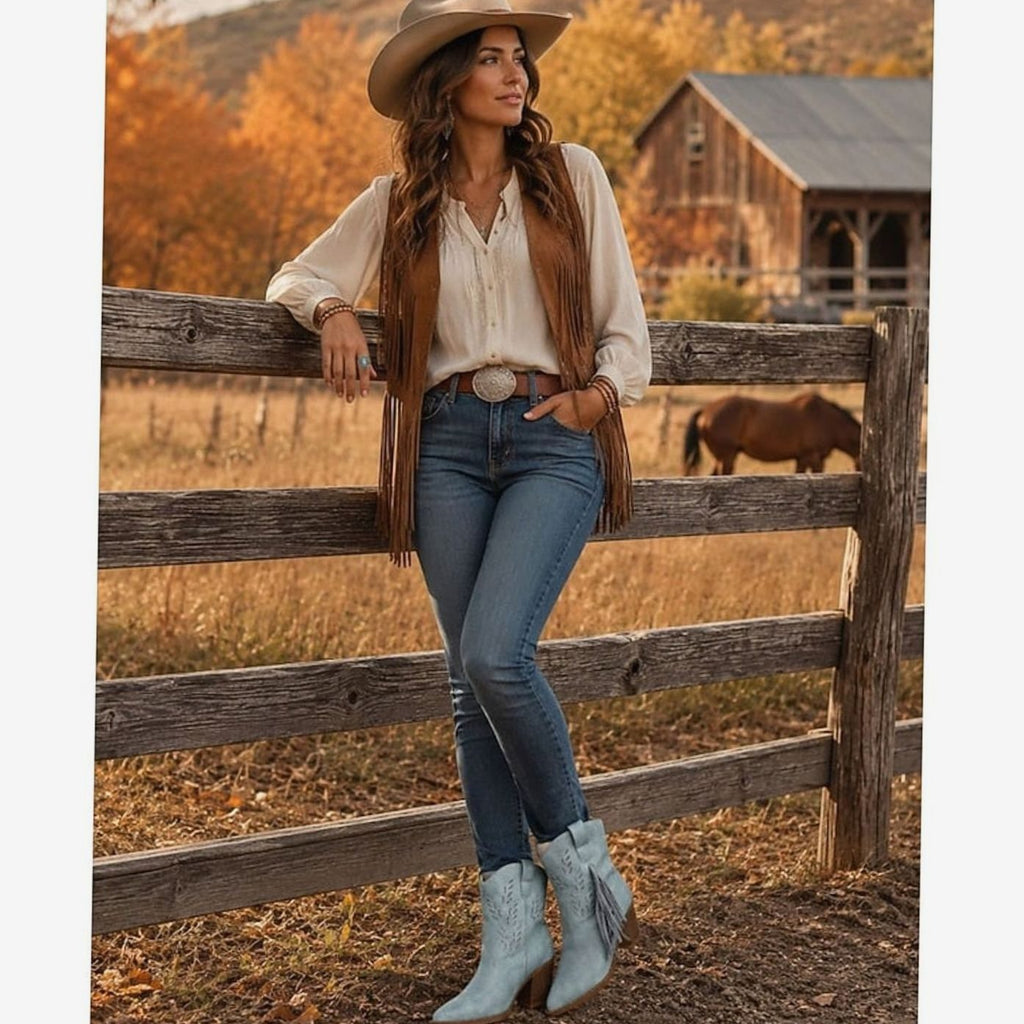 Women's Tassel-Trim Pointed-Toe Western Booties