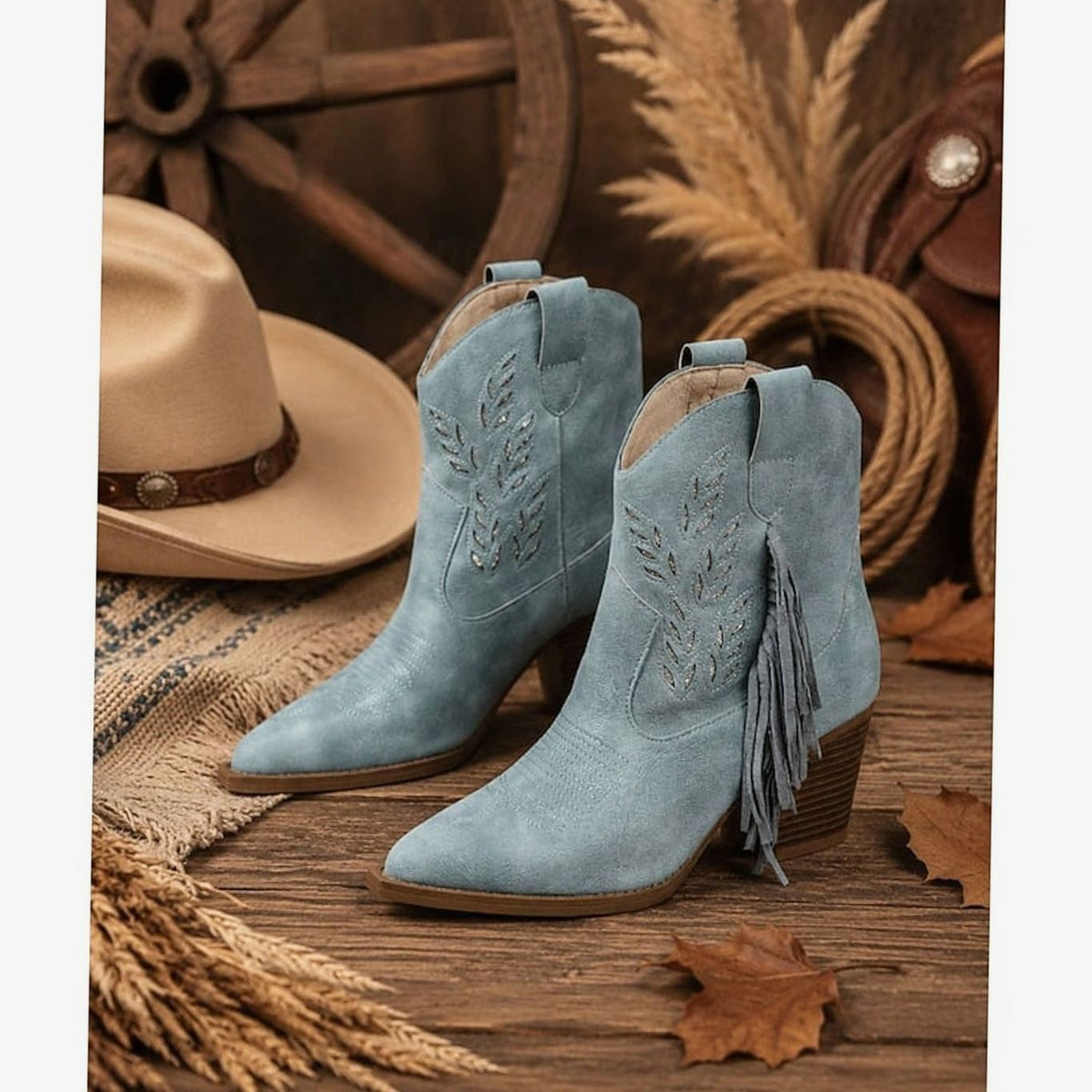 Women's Tassel-Trim Pointed-Toe Western Booties