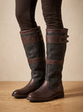 Women's Two-Tone Country Knee-High Boots for Wet Weather - Coffee