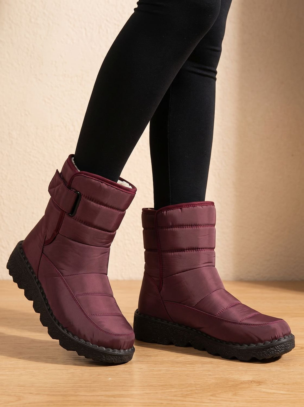 Women's Strap-Closure Insulated Snow Boots with Rubber Grip Sole
