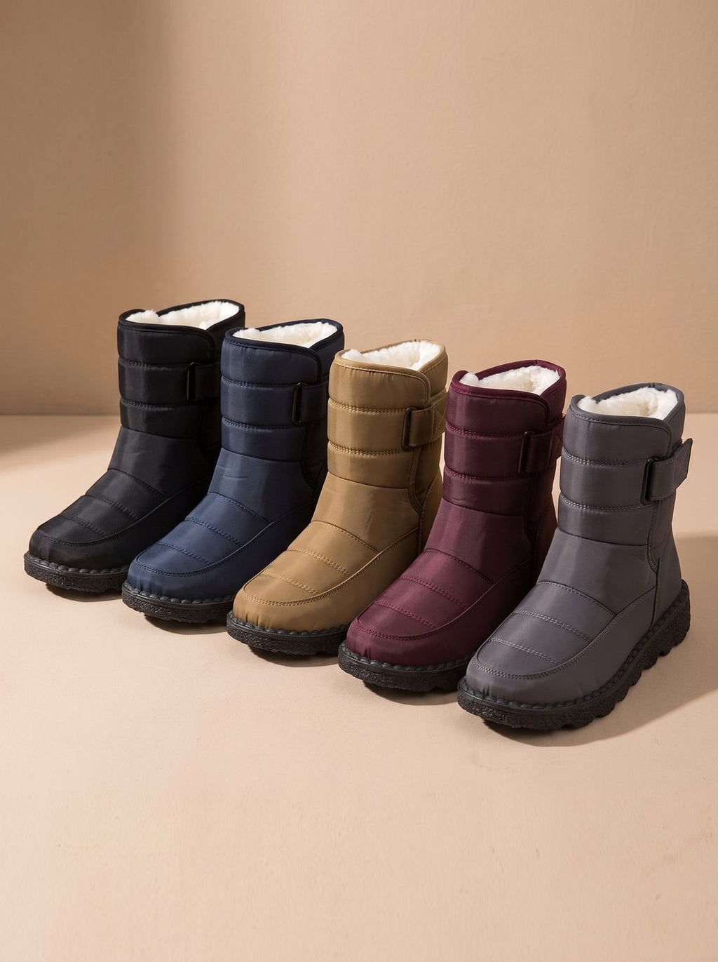 Women's Strap-Closure Insulated Snow Boots with Rubber Grip Sole