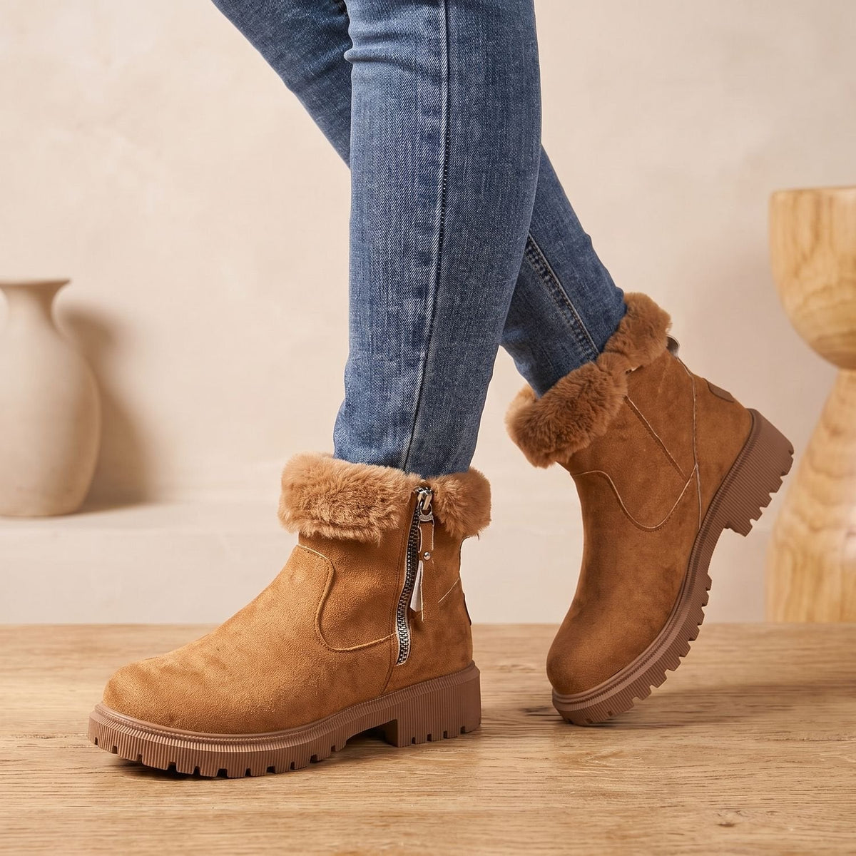 Women's Icy-Weather Waterproof Booties with Deep Lug Tread