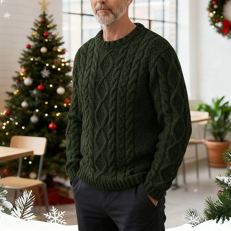 Men's Timeless Cable-Knit Crewneck Sweater