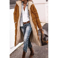Women's Everyday Long Puffer Coat, Quilted and Fleece-Lined - Brown