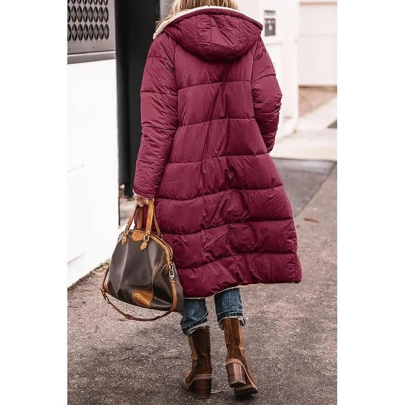 Women's Everyday Long Puffer Coat, Quilted and Fleece-Lined